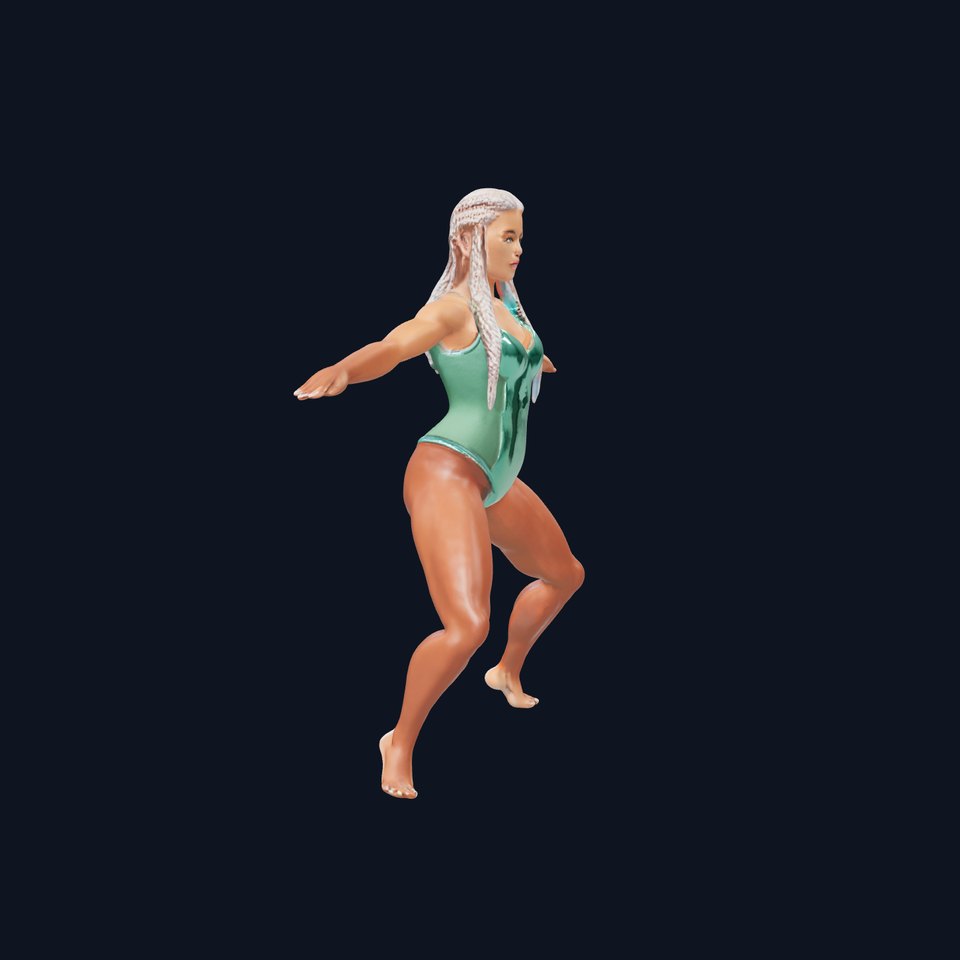Athletic Female D Character Model  Rigged and Animated